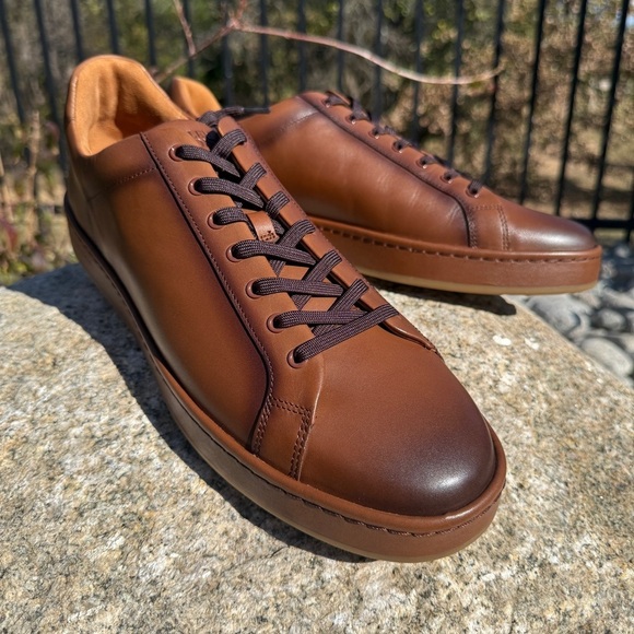 Allen Edmonds Other - Allen Edmonds Men's Barnes Leather Low Top Sneakers Coffee Brown 12D Casual $375